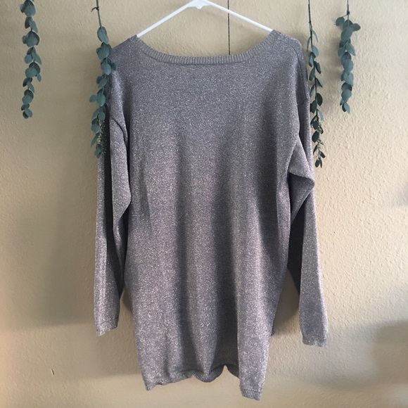 Nasty Gal | Oversized Taupe Glitter Sweater - Picture 5 of 6